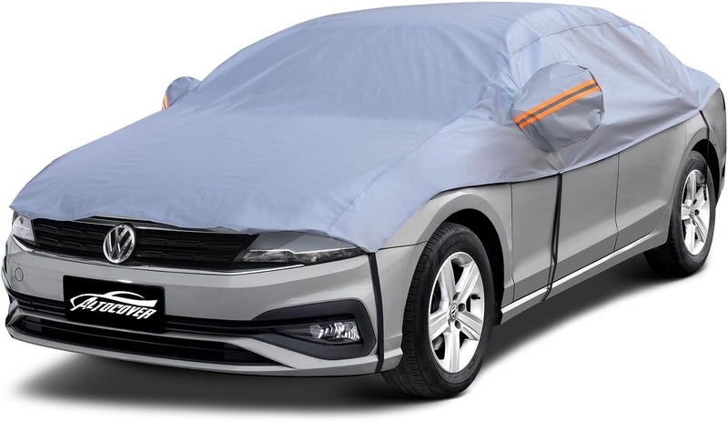 AltoCover Half Car Cover Sedan, Top Cover for Snow with Cotton Liner, Hail Protector Car Cover Waterproof All Weather for Snow, Sun,Rain,Dust,Fit Compact/Small Sedan M - Image 1